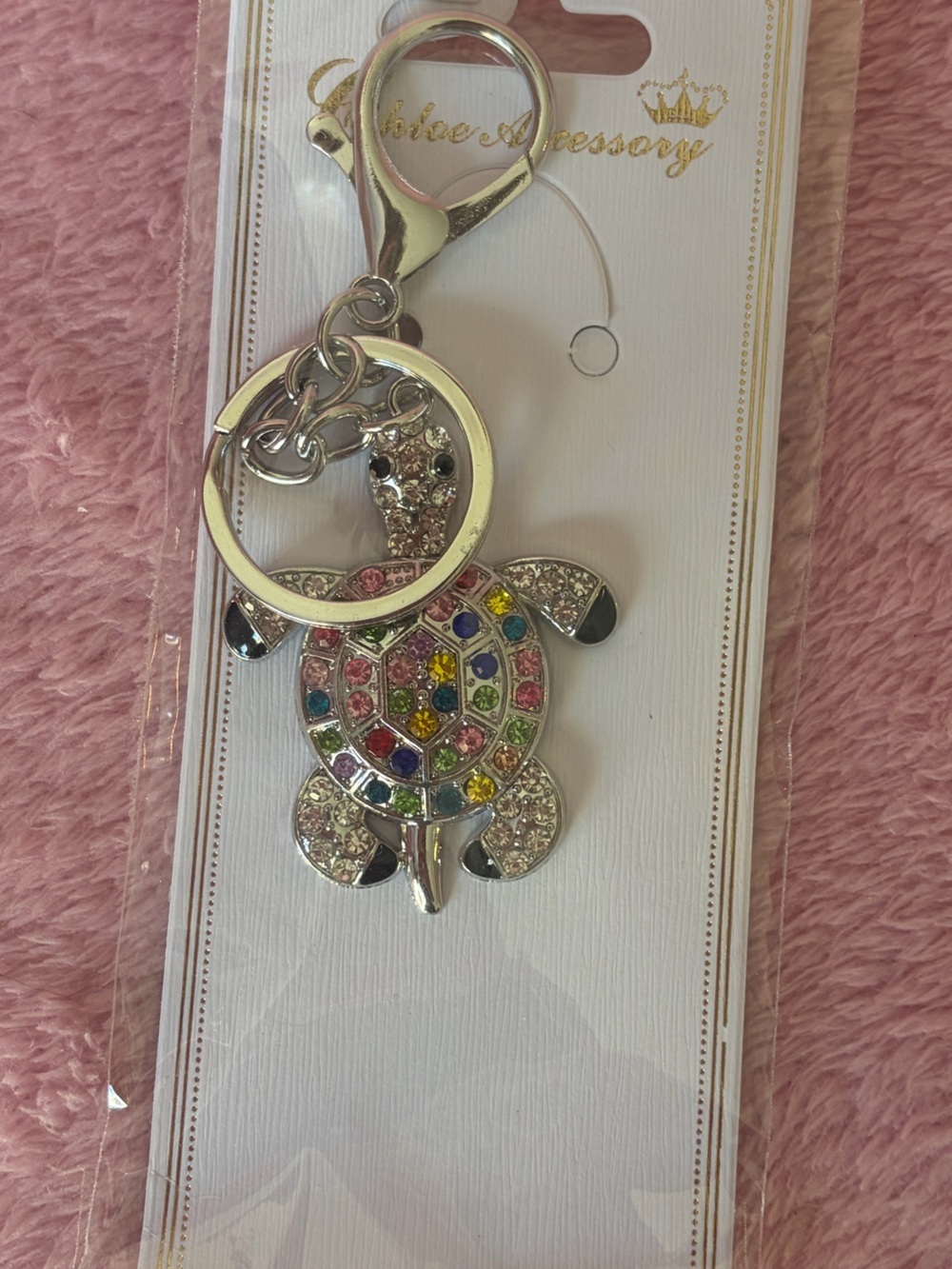 Bedazzled turtle keychain brand new